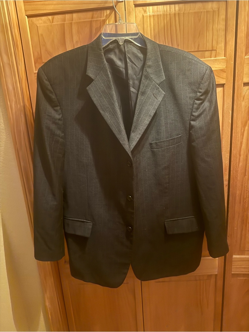 Men's Charcoal Pinstripe Suit Jacket - Tailored Single-Breasted Blazer